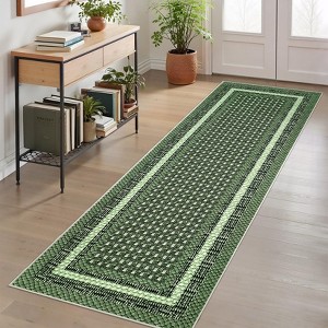 Coucheta Washable Geometric Area Rug, Modern Bordered Print Low Pile Carpet, Non-Slip, Soft Rugs for Living Room, Bedroom, Dining Room & Kitchen - 1 of 4