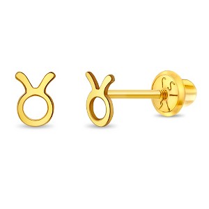 Girls' Dainty Zodiac Screw Back 14k Gold Earrings - In Season Jewelry - 1 of 4
