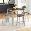 Tangkula 5PCS Dining Table Set w/ 4 Saddle Stools Acacia Wood Legs Modern Furniture Set - 2 of 4