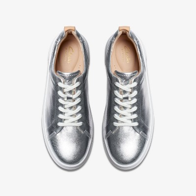 Женские кроссовки Clarks Womens Hollyhock Walk Silver Leather Sneakers 7.5 Medium — фото 7