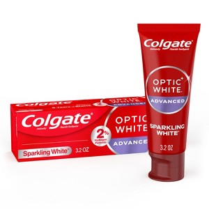 Colgate Optic White Advanced Whitening Toothpaste with Fluoride, 2% Hydrogen Peroxide - Sparkling White - 3.2oz - 1 of 4