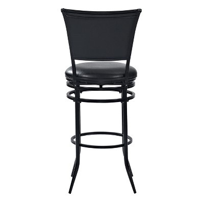 Rachel Black Metal Swivel Barstool with Leather Cushion