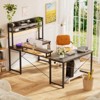 Aheaplus U-Shaped Computer Desk with Hutch, Home Office Desk with Metal Base - 2 of 4