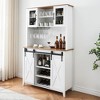 70'' Wine Bar Cabinet with Storage Hutch, Tall Coffee Bar Cabinet with Sliding Barn Doors - 2 of 4