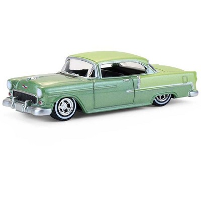1956 Chevrolet Bel Air Lowrider Laurel Green Met & Yellow Two-Tone w/Green Interior 1/64 Scale Diecast Model Cars by Greenlight