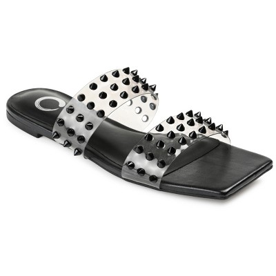 Journee Collection Womens Katari Tru Comfort Foam Slide Low Block Heel Sandals Black 7.5
