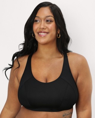 Curvy Couture Women's Plus Sheer Mesh Plunge T-shirt Bra Black Hue