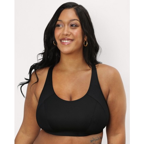 Curvy Couture Women's Medium Impact Wireless Sports Bra Black Hue Xxl :  Target