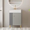FAMYYT 21.6 in. Single Sink Freestanding Gray Bath Vanity with White Ceramic Top, Strong Load-bearing Base, Left Side - 2 of 4
