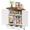 PAKASEPT Farmhouse Dog Food Storage Corner Cabinet, Dog Feeding Station with 2 Hidden Dog Bowls, Adjustable Panel, 4 Hooks - 3 of 4