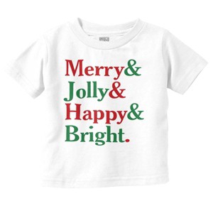 Christmas Merry Jolly Happy Bright Toddler Baby Graphic T Shirt Brisco Brands - 1 of 4
