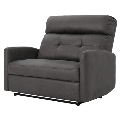 Slate Gray Microfiber 2-Seater Recliner with Wood Frame