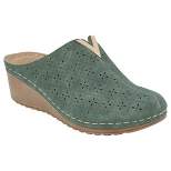 GC Shoes Camille Perforated V-Shape Hardware Slide Wedge Mule