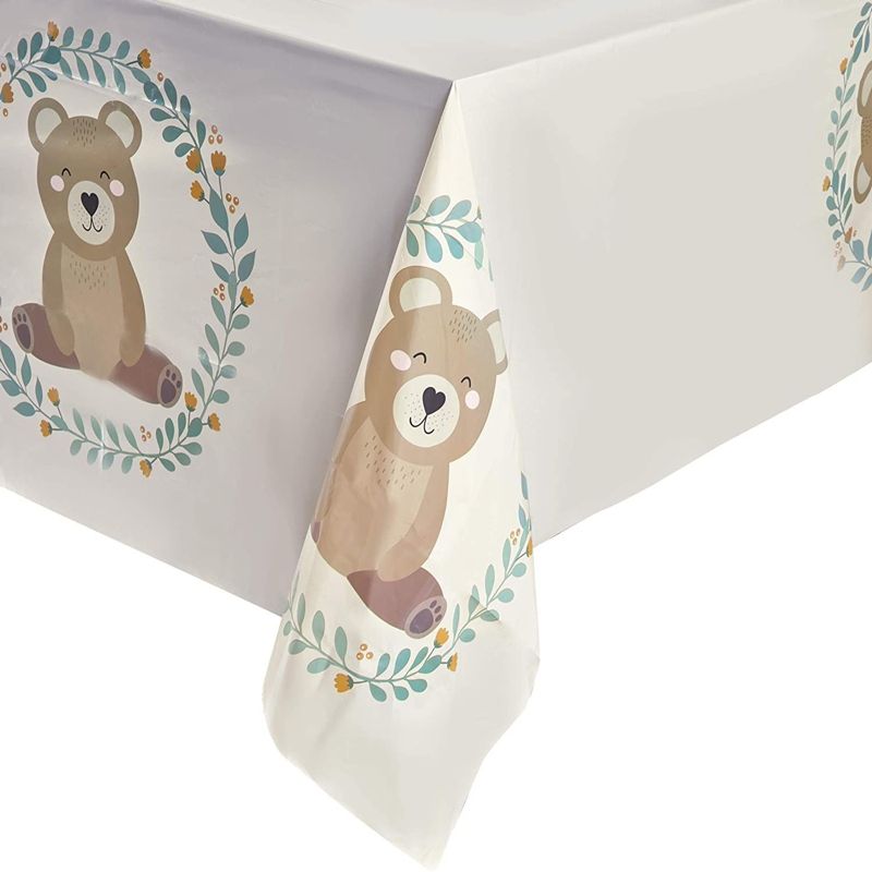 Sparkle and Bash 3 Pack Bear Plastic Party Tablecloths, 54" x 108" Rectangular Table Covers for Birthday Baby Shower, 4 of 6