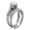 Slickblue Women’s Wedding Ring Set – Silver Tone Halo CZ with Round Center – IP Stainless Steel – Size 5–11 - 4 of 4