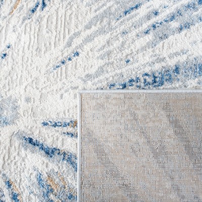 Gray and Blue Abstract Flat Woven Runner Rug