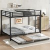 TIRAMISUBEST Metal Bunk Bed with Trundle and Slats Support, Metal Frame Bunk Bedframe with 2 Bulit-in Ladders and Guardrail - 3 of 4