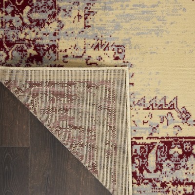 Cream and Red Tufted Synthetic Medallion Rug 3' x 5'