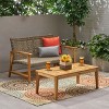 Christopher Knight Home Hampton Outdoor Acacia Wood and Wicker Loveseat and Coffee Table Set - 2 of 4