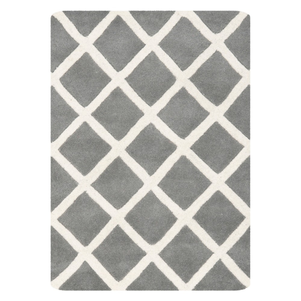  Christy Geometric Tufted Area Rug Dark Gray/Ivory
