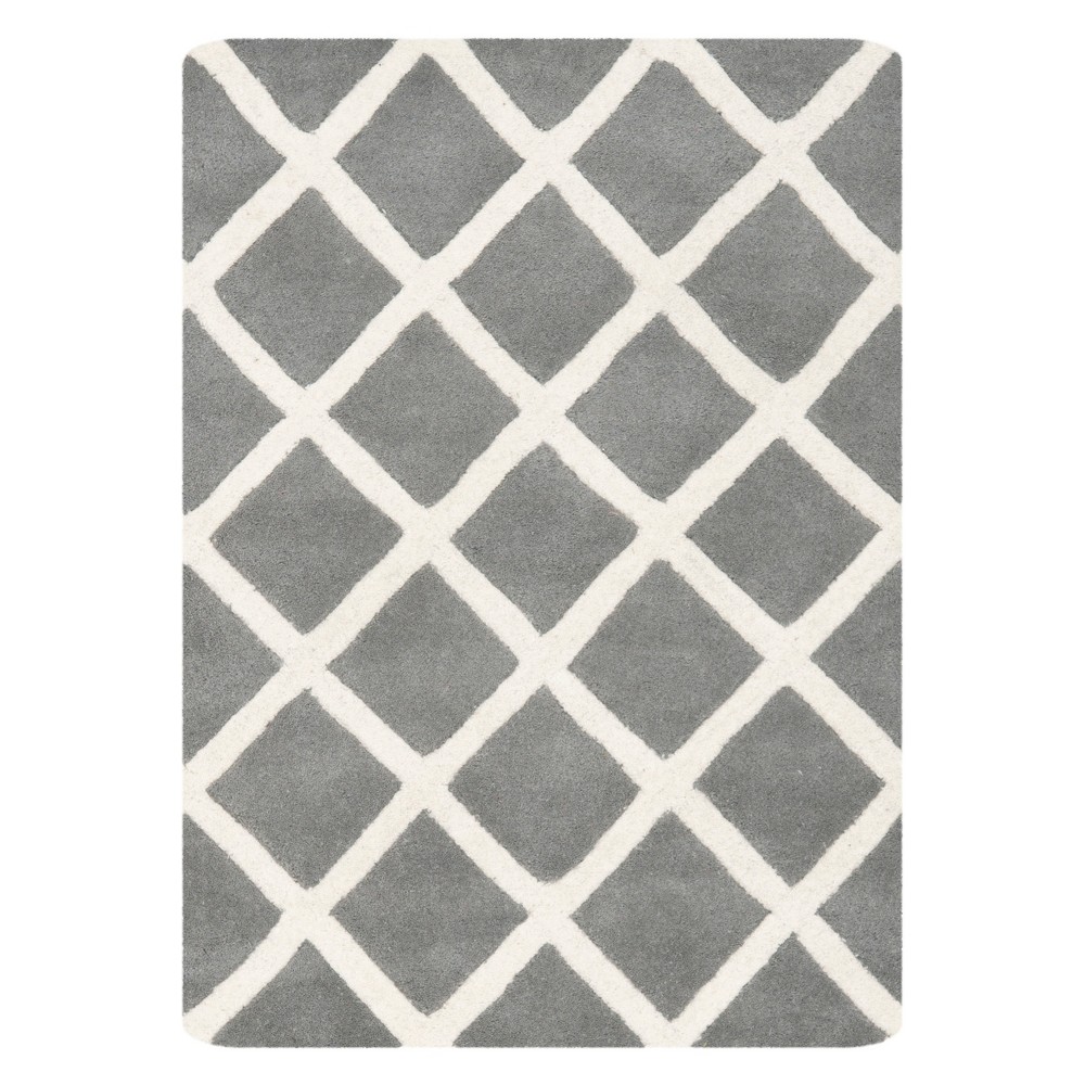 2'x3' Christy Geometric Tufted Area Rug Dark Gray/Ivory - Safavieh