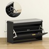 Shoe Storage Bench with Padded Seat Cushion and Flip-Drawer, Entryway Bench, Shoe Cabinet, 31.5x10.2x18.7 Inches - 3 of 4