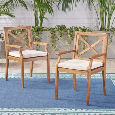 SKRAN Dining Chair with 2 Cushions and Rust-Resistant Iron Frame for Backyard, Poolside, Garden for Backyard, Poolside, and Garden
