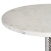 Elegant End Table, Side Table, or Small Night Stand for Room Decor - Bold Hammered Metal Bedside Table with Polished Marble Top for Small Spaces - 4 of 4
