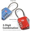Fosmon 2 Pack TSA Approved Luggage Lock, 3 Digit Combination Lock Easy to Set Luggage Cable Lock, Travel TSA Locks for Luggage Suitcase Backpack, Red - 3 of 4