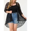 Agnes Orinda Women's Plus Size Lace Sheer High Low 3/4 Sleeve Open Front Cardigans - 2 of 4