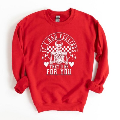 Simply Sage Market Women's Graphic Sweatshirt Valentine Feelings Skeleton   - 2XL - Red