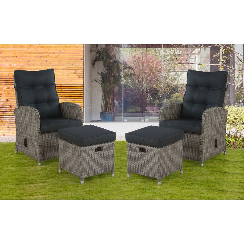 Monaco 4pc Set with 2 Reclining Chairs &#38; 2 Ottomans - Gray - Alaterre Furniture, 3 of 14