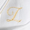 Linum Home Textiles Hotel 100% Turkish Cotton Waffle Terry Personalized White Bathrobe with Gold Satin Piped Trim in Gold Script Font - 2 of 2