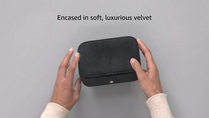 Benevolence LA Plush Velvet Travel Jewelry Box Organizer with Mirror, 2 of 7, play video