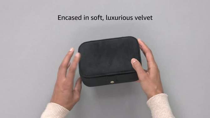 Benevolence LA Plush Velvet Travel Jewelry Box Organizer with Mirror, 2 of 10, play video