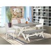 HomeStock 6-Pc Natural Oak Finish Solid Wood Top dining Table with 1-Bench and 4-Chairs - 2 of 4