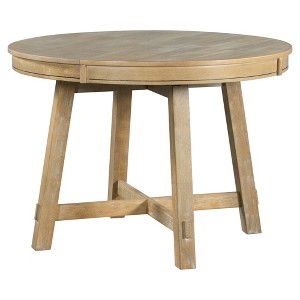 VYNXARIA Farmhouse Round Extendable Dining Table with 16" Leaf Wood Kitchen Table (Natural Wood Wash) - 1 of 4