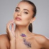 Unique Bargains Luminous Wings Feathers Pattern Fake Tattoos Fluorescent Blue 4 Pcs - 2 of 4