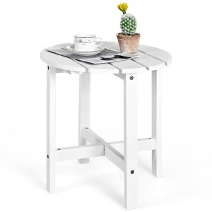 Tangkula 18’’ Outdoor Round Side Table Wooden Coffee Table Suitable for Garden Patio Balcony White/Gray/Black - 1 of 4