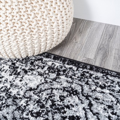 Modern Boho Persian Trellis Rug in Black and Ivory - Easy Clean