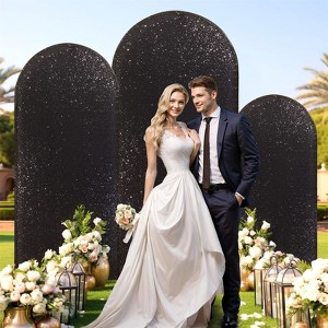 7.2/6.6/6 ft Sequin Wedding Arch Cover Spandex White Arch Backdrop Stand Cover for Party,Birthday, Baby Shower,Ceremony Banquet Decor (No Arch Stand) - 1 of 4