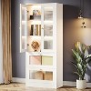 Tribesigns 70.9" Tall Bookcase with LED Light Acrylic Doors, 3-Tier Display Bookshelf Storage Cabinet with File Drawers for Home Office - 4 of 4