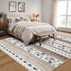 Floral Rug for Living Room Bedroom, 4x6 Washable Rug, Boho Area Rug, Large Non Slip Low Pile Wool Carpet for Dining Room, Kids Room - 3 of 4