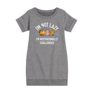 Girls' - Garfield - Not Lazy Graphic Short Sleeve Fleece Dress - 1 of 4