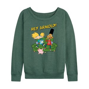 Women's - Hey Arnold! - Arnold, Gerald, and Abner Lightweight French Terry Wide Neck Long Sleeve Shirt - 1 of 4