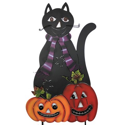 Home & Garden 37.5" Black Cat With Pumpkin Stake Halloween Yard Decor Direct Designs International  -  Decorative Garden Stakes