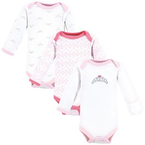 Luvable Friends Girls Preemie Long Sleeve Bodysuits 3pk, Tiara, Preemie - 1 of 4