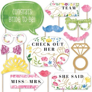 Big Dot of Happiness Wildflowers Bride - Boho Floral Bridal Shower and Wedding Party Photo Booth Props Kit - 20 Count - 1 of 4