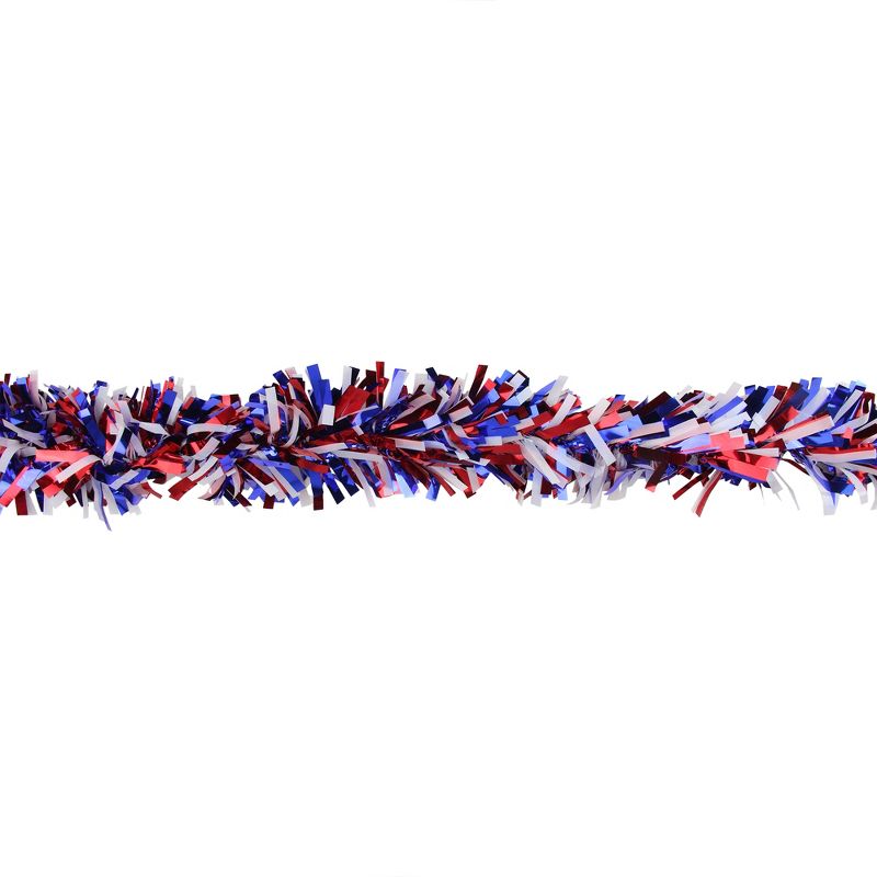 Northlight 12' x 4" Unlit Red/Blue Wide Cut Patriotic Tinsel Christmas Garland, 3 of 5