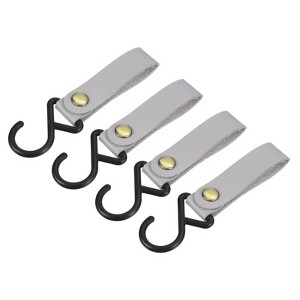 Unique Bargains PU Leather Strap Camping Outdoor Plastic S Shelf Hooks and Hangers 4 Pcs - 1 of 4